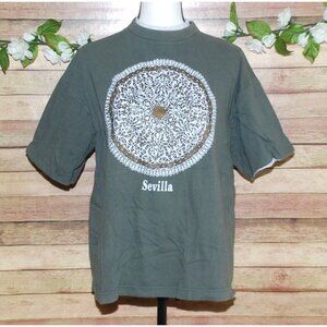 Sky Blue Ladies Vintage Gray T-Shirt Size L Short Sleeve Stretch Sevilla Spain